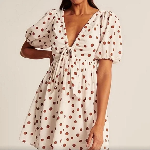 Polka Dot Abercrombie Summer Dresses Women's Halter Knee-Length